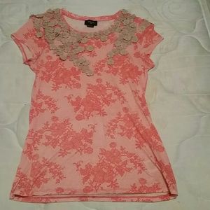 Deletta coral floral tee